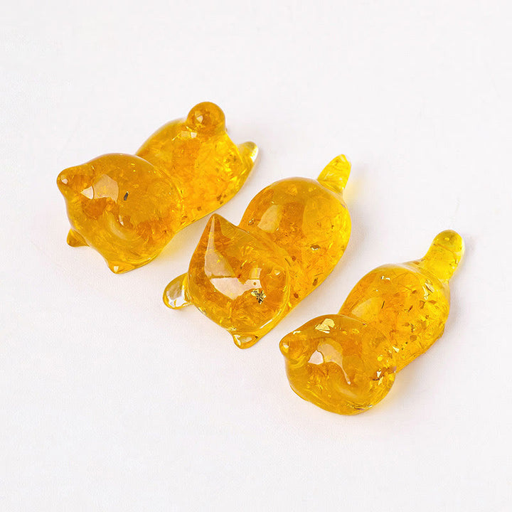 Olivenorma 1 pz Decorazione in pietra preziosa con gattino addormentato in resina epossidica