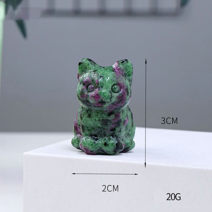 Decorazione in pietra preziosa con gatto portafortuna in resina epossidica di cristallo Olivenorma