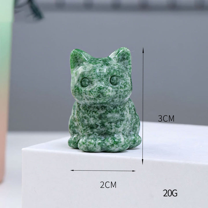 Decorazione in pietra preziosa con gatto portafortuna in resina epossidica di cristallo Olivenorma
