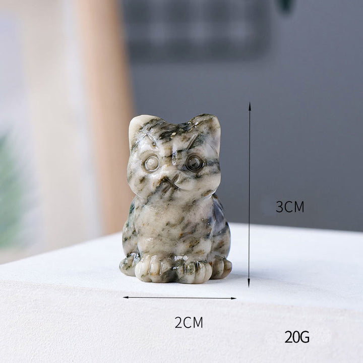 Decorazione in pietra preziosa con gatto portafortuna in resina epossidica di cristallo Olivenorma