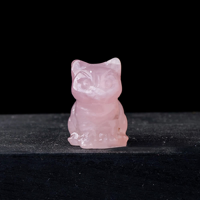 Decorazione in pietra preziosa con gatto portafortuna in resina epossidica di cristallo Olivenorma