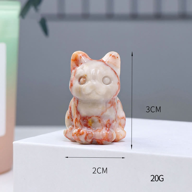 Decorazione in pietra preziosa con gatto portafortuna in resina epossidica di cristallo Olivenorma
