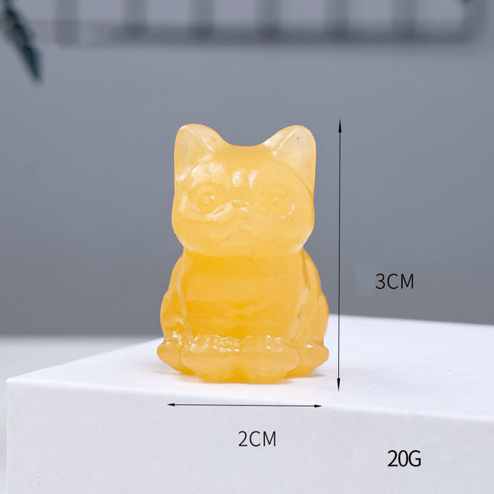 Decorazione in pietra preziosa con gatto portafortuna in resina epossidica di cristallo Olivenorma