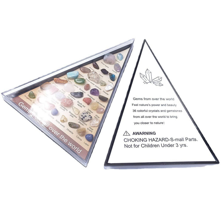 Olivenorma 36 esemplari minerali set triangolare ornamento