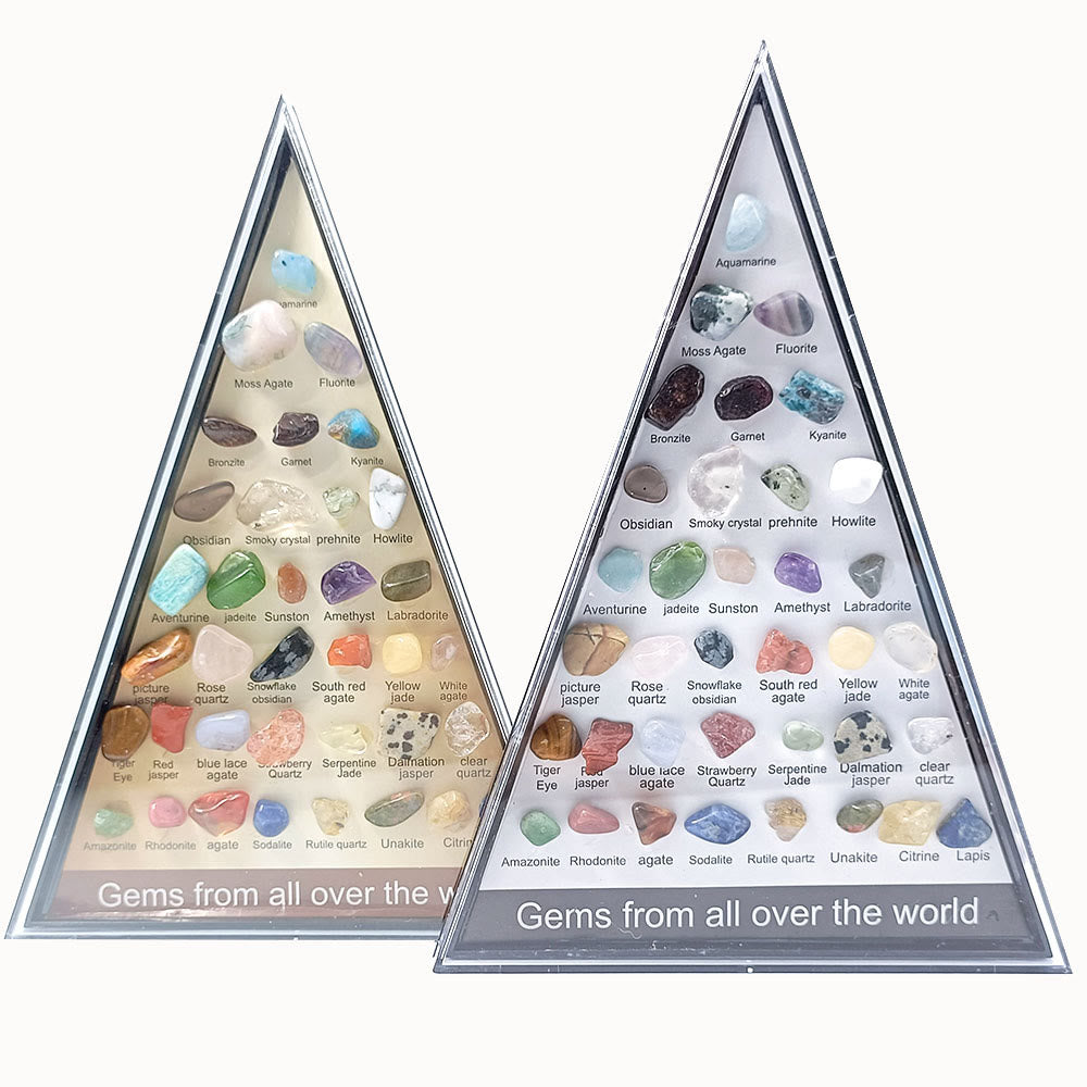 Olivenorma 36 esemplari minerali set triangolare ornamento