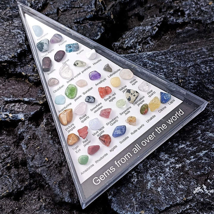 Olivenorma 36 esemplari minerali set triangolare ornamento