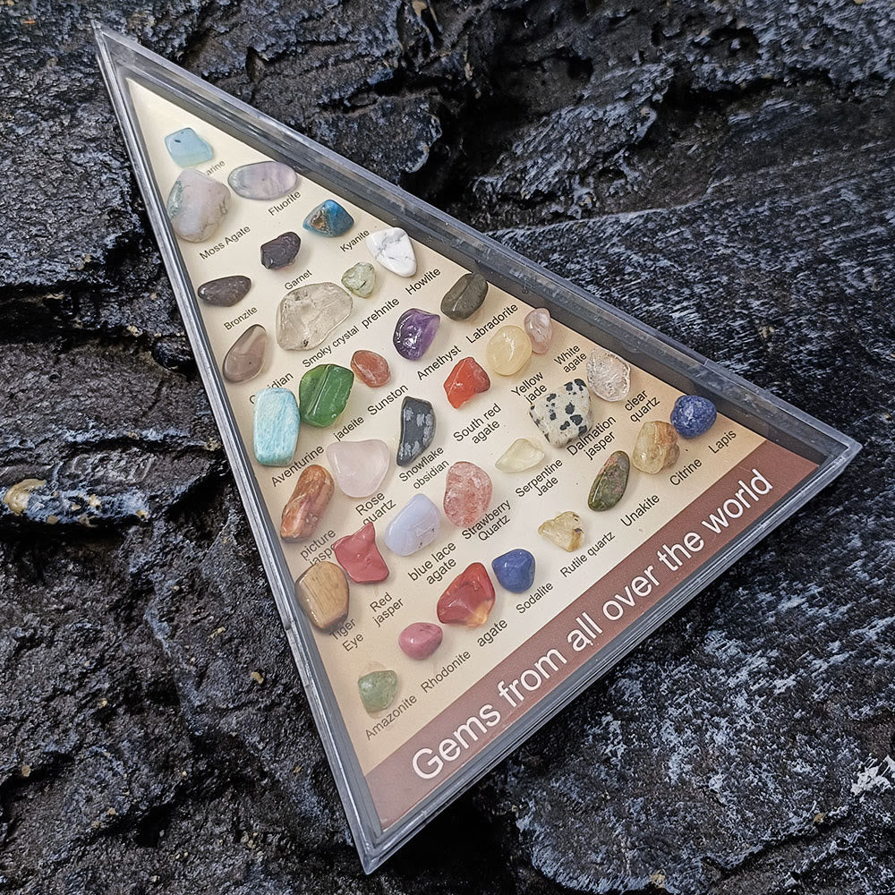 Olivenorma 36 esemplari minerali set triangolare ornamento