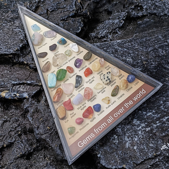 Olivenorma 36 esemplari minerali set triangolare ornamento