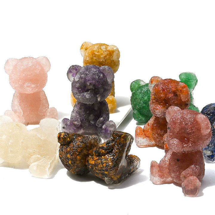 Decorazione in pietra preziosa con orso in resina epossidica di cristallo Olivenorma