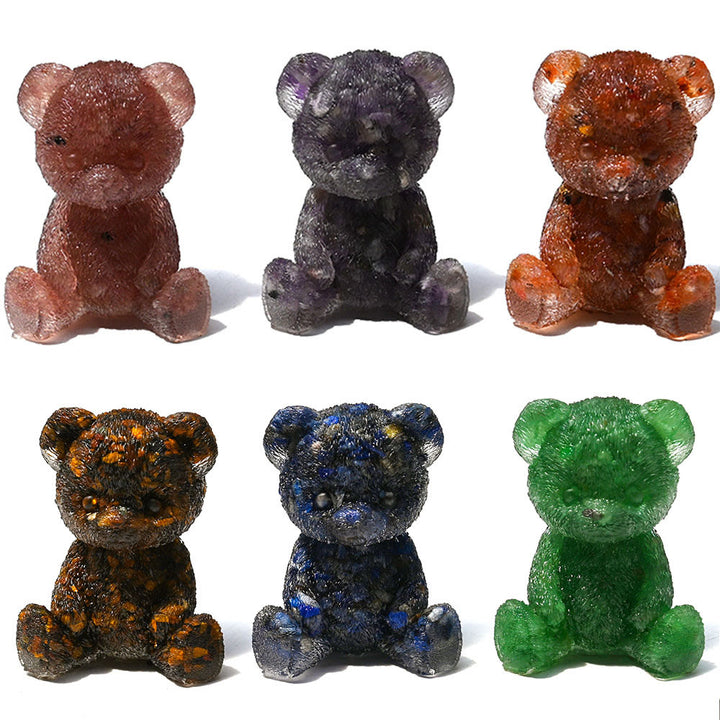 Decorazione in pietra preziosa con orso in resina epossidica di cristallo Olivenorma