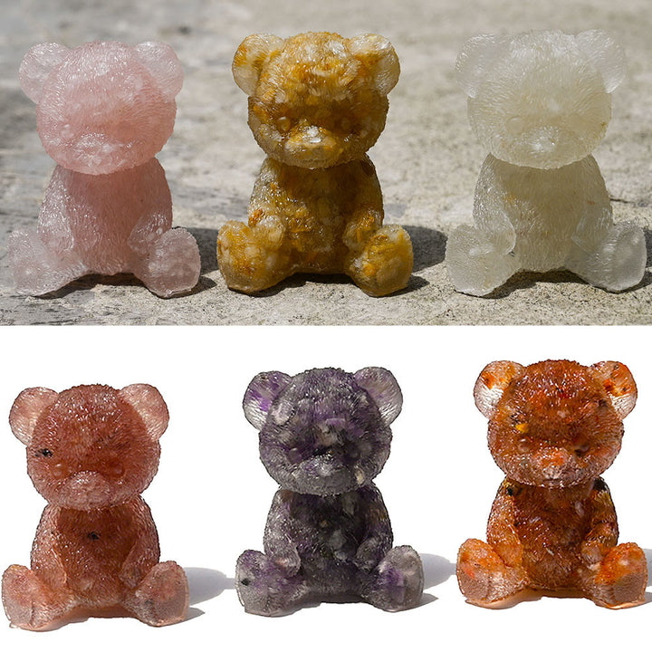 Decorazione in pietra preziosa con orso in resina epossidica di cristallo Olivenorma