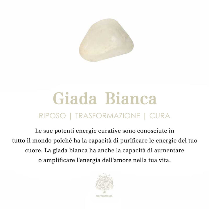 Olivenorma Giada Bianca con Piramide Orgonica a Foglia di Tormalina Nera 