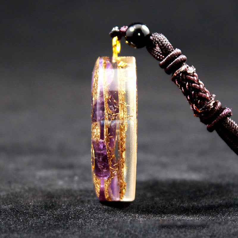 Collana con simbolo del cubo di Metatron in ametista Olivenorma