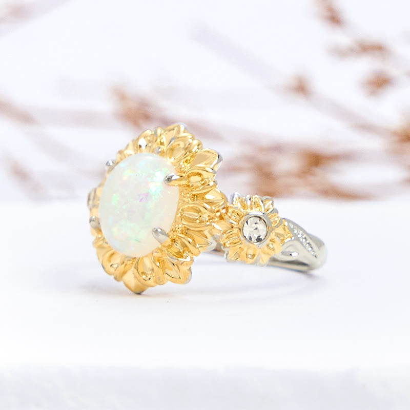 Anello a forma di girasole con taglio ovale Olivenorma