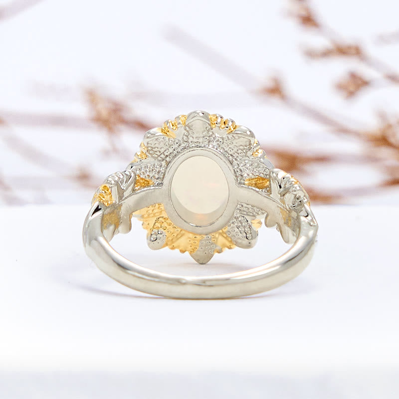 Anello a forma di girasole con taglio ovale Olivenorma