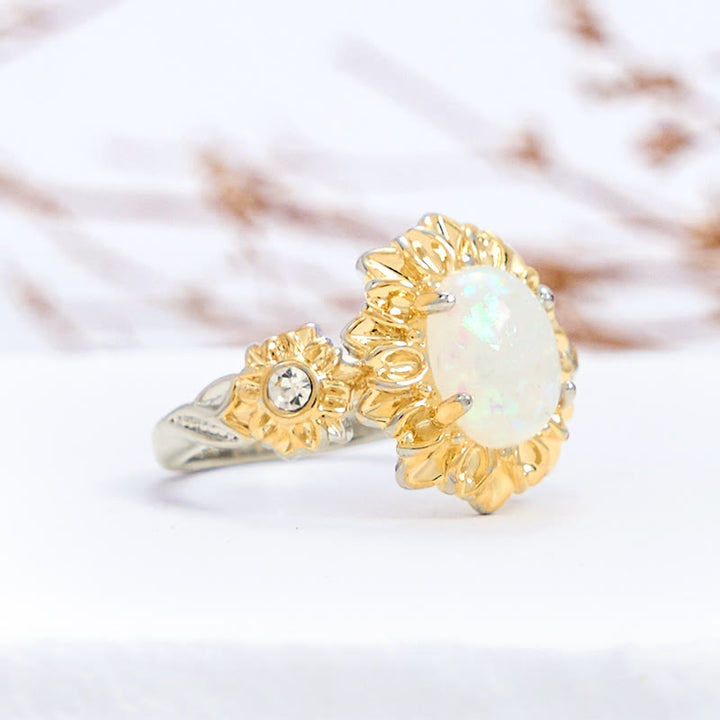 Anello a forma di girasole con taglio ovale Olivenorma