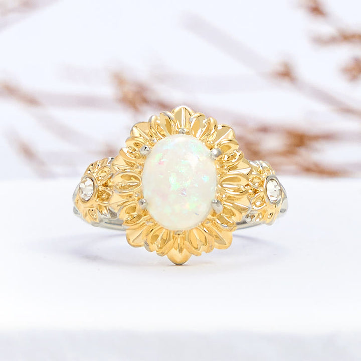 Anello a forma di girasole con taglio ovale Olivenorma