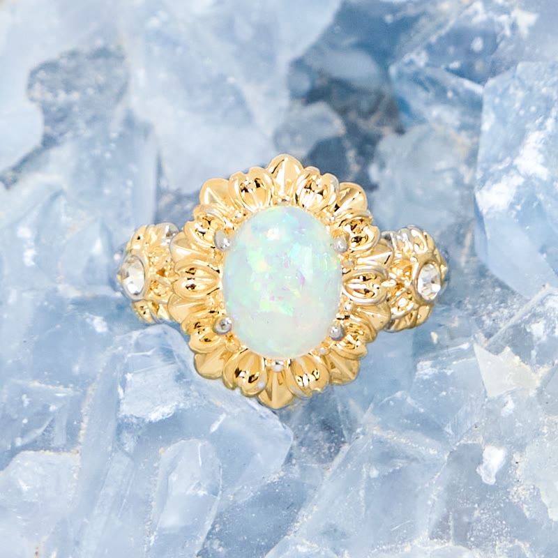 Anello a forma di girasole con taglio ovale Olivenorma