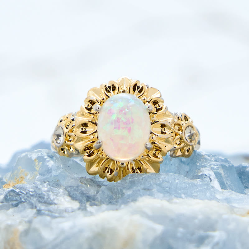 Anello a forma di girasole con taglio ovale Olivenorma