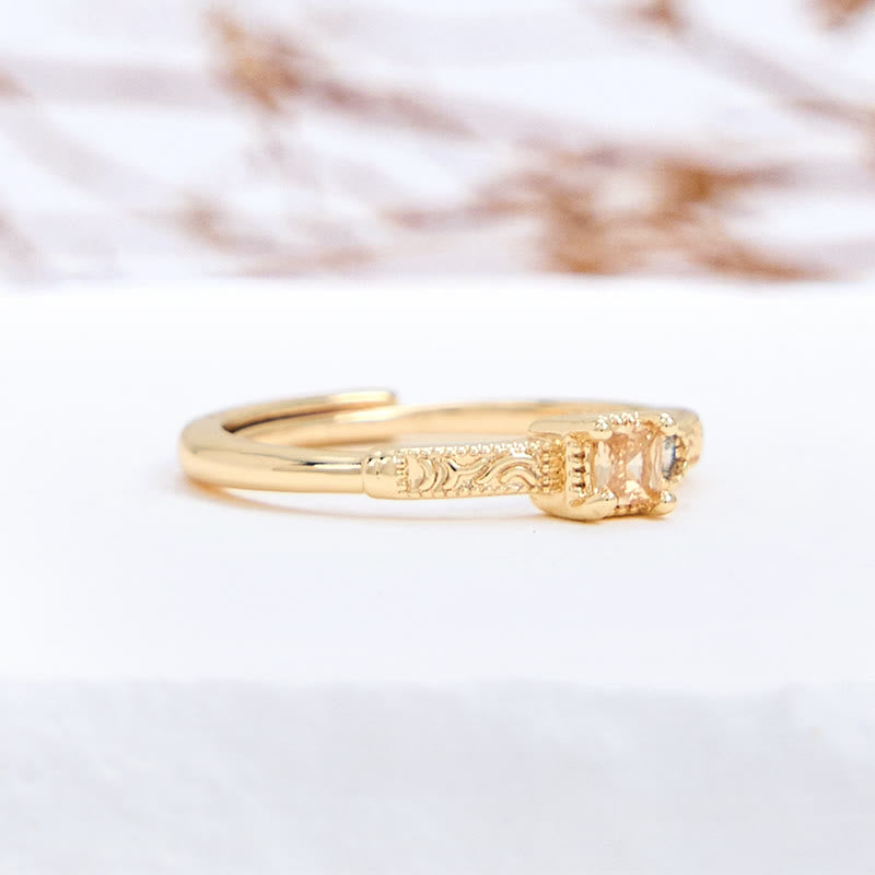 Anello Olivenorma con zircone bianco e citrino taglio quadrato semplice