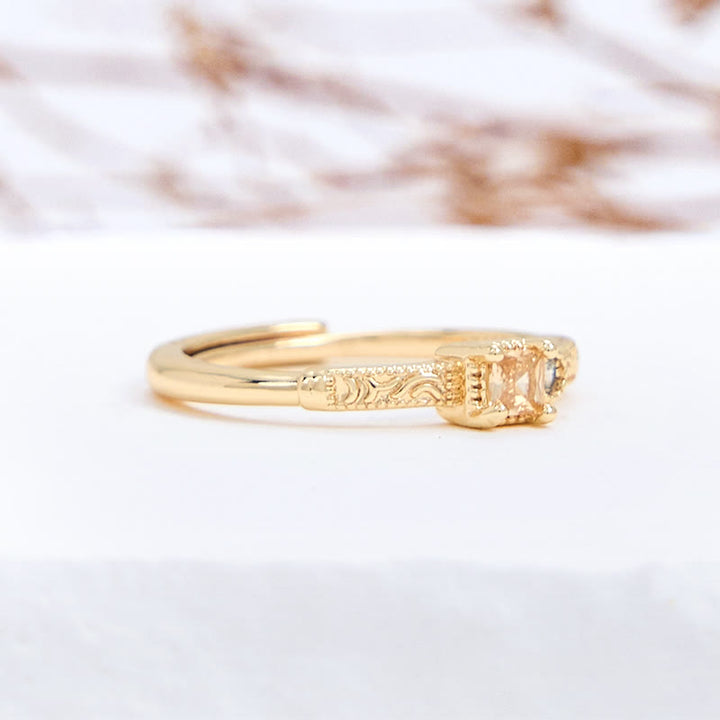 Anello Olivenorma con zircone bianco e citrino taglio quadrato semplice