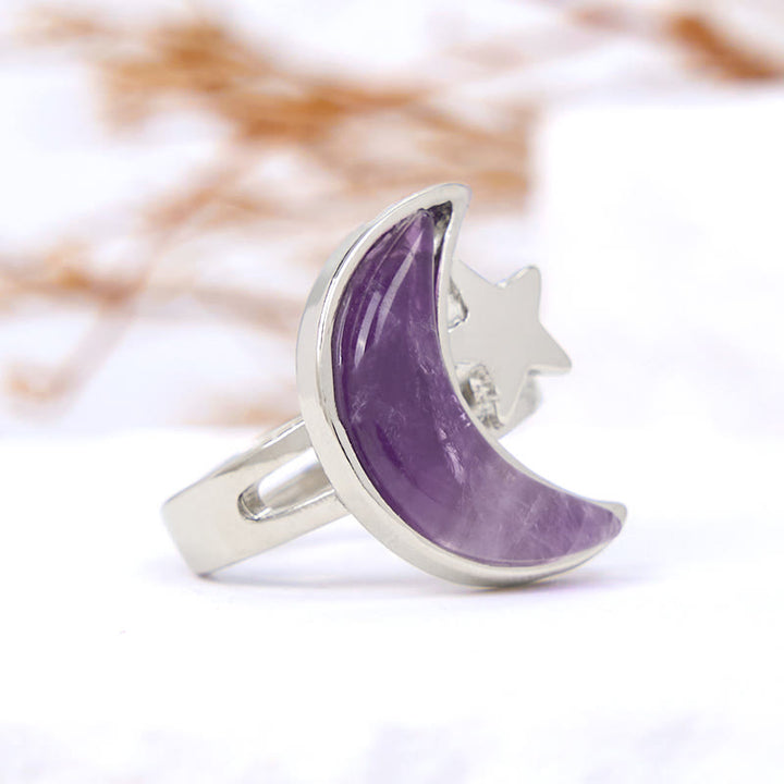 Anello stella luna ametista naturale Olivenorma