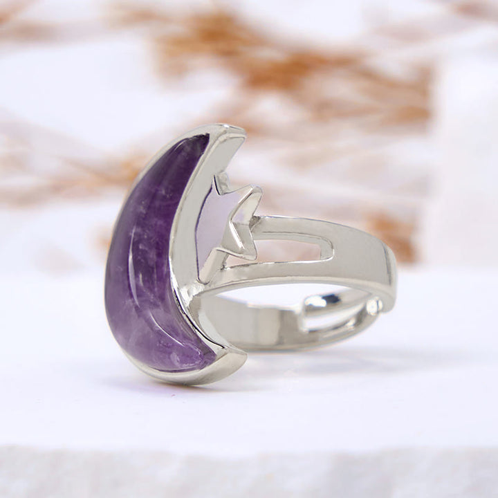Anello stella luna ametista naturale Olivenorma