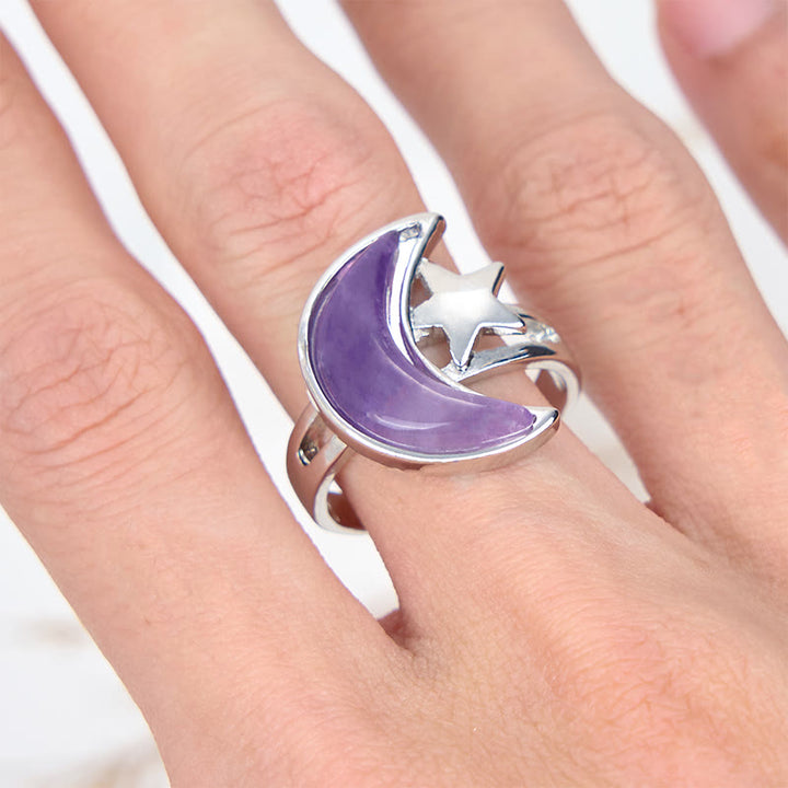 Anello stella luna ametista naturale Olivenorma