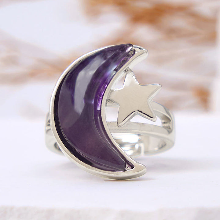 Anello stella luna ametista naturale Olivenorma