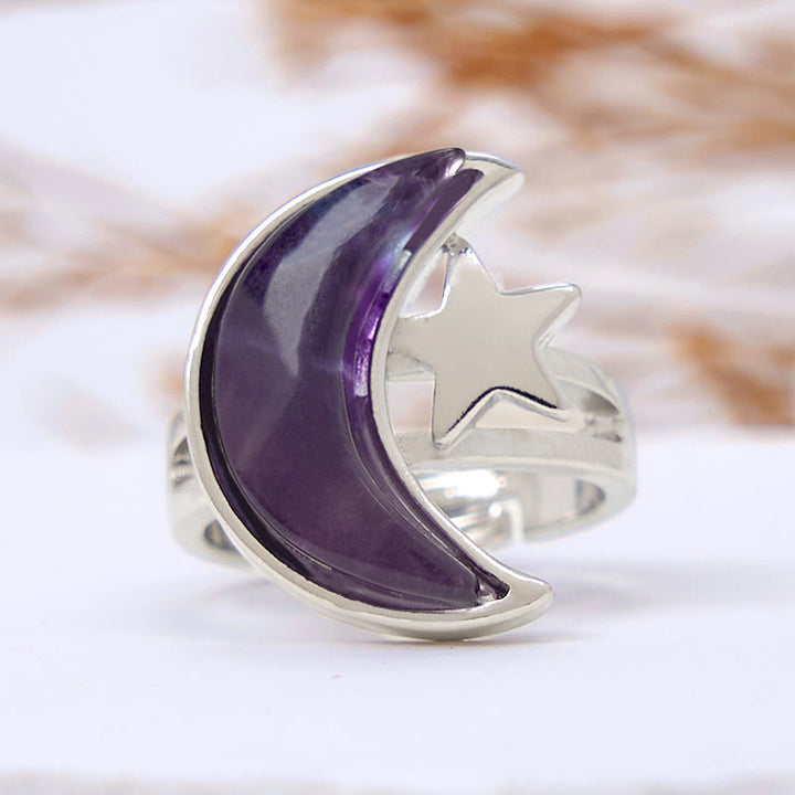 Anello stella luna ametista naturale Olivenorma