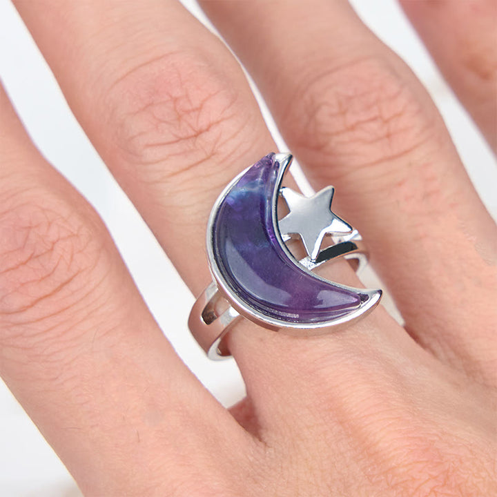 Anello stella luna ametista naturale Olivenorma