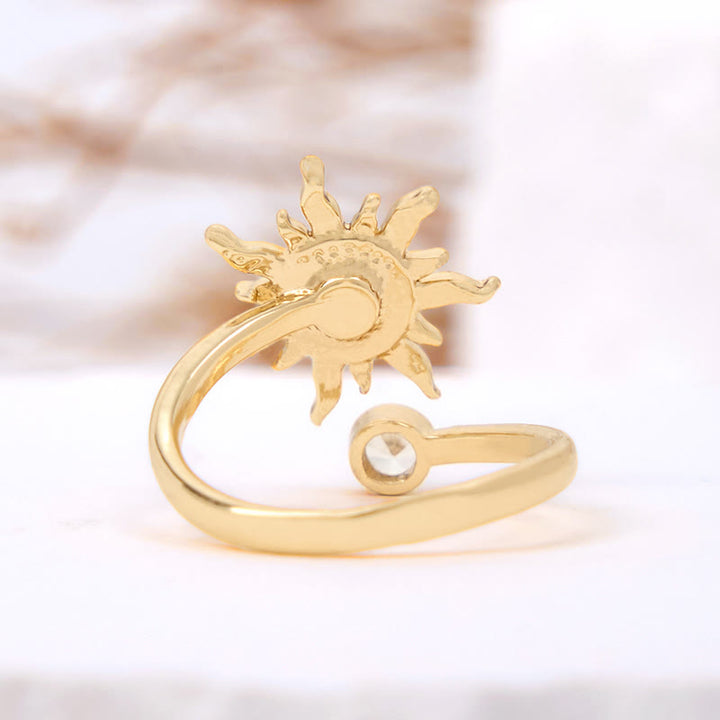 Anello Olivenorma con pietra occhio di gatto e opale rosa Sunburst