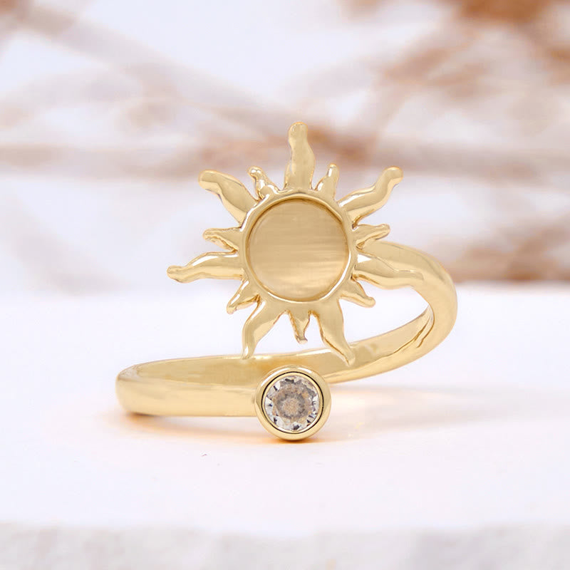 Anello Olivenorma con pietra occhio di gatto e opale rosa Sunburst