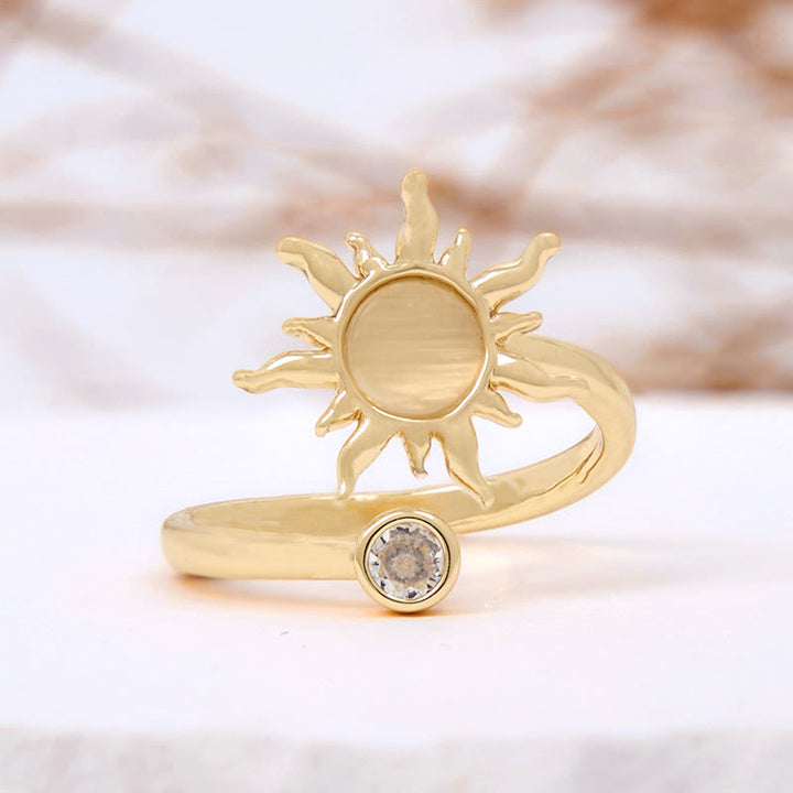 Anello Olivenorma con pietra occhio di gatto e opale rosa Sunburst