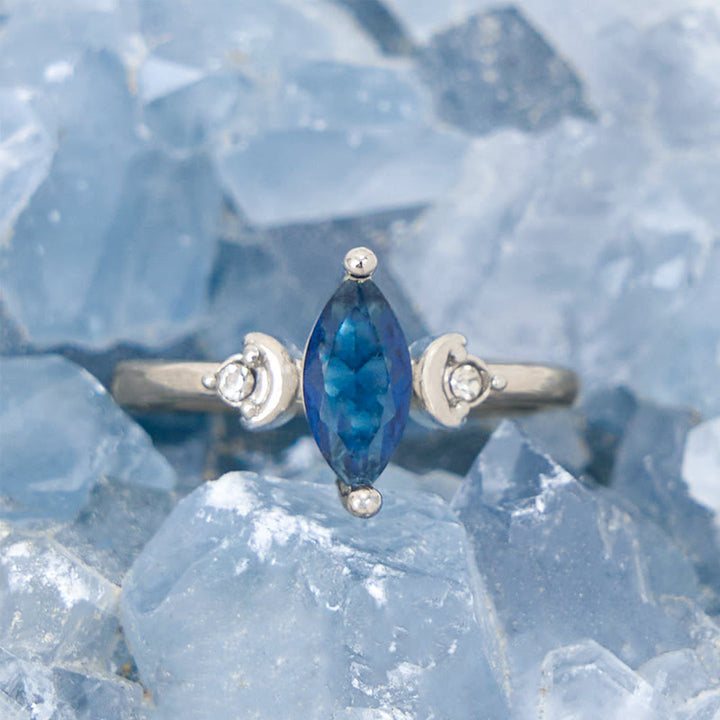 Anello Olivenorma Marquise Cut Topazio Blu Zircone Bianco