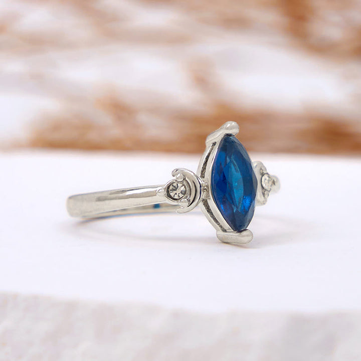 Anello Olivenorma Marquise Cut Topazio Blu Zircone Bianco