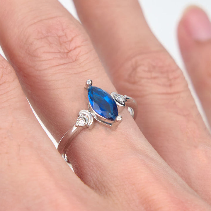 Anello Olivenorma Marquise Cut Topazio Blu Zircone Bianco