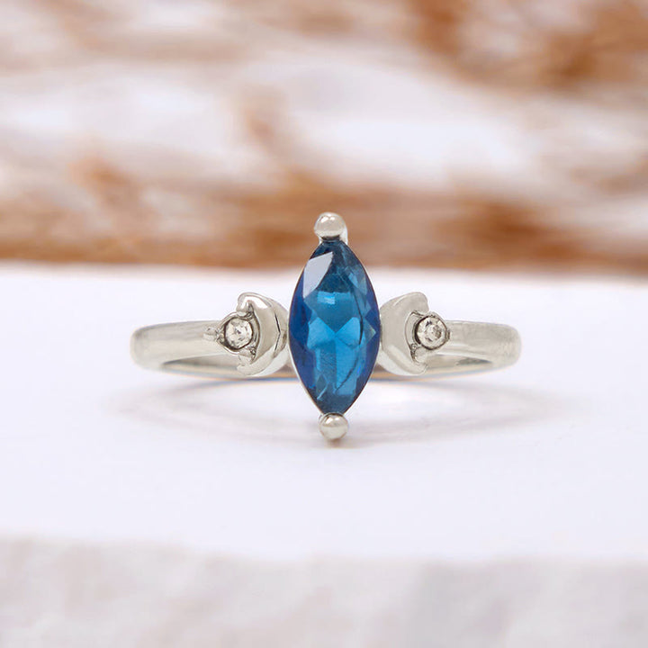 Anello Olivenorma Marquise Cut Topazio Blu Zircone Bianco