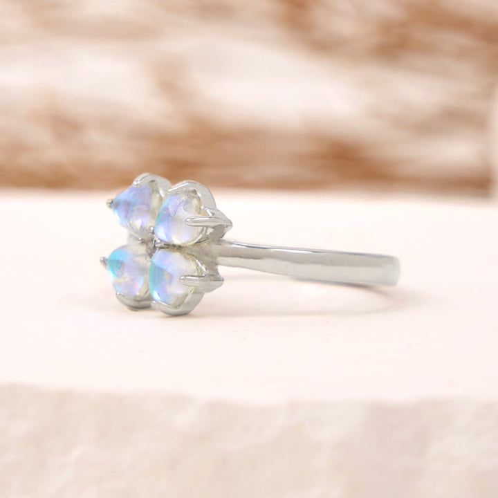 Anello Olivenorma Moonstone Quadrifoglio
