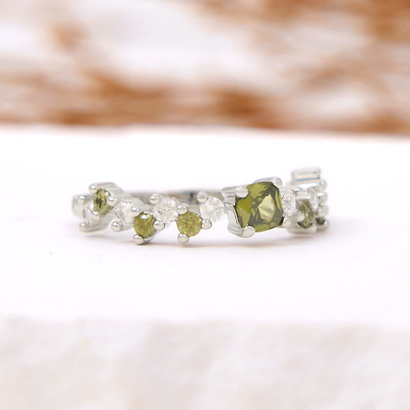 Anello Olivenorma Square Peridot Zircone Bianco