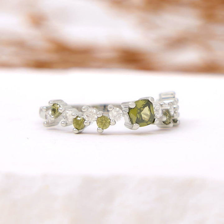 Anello Olivenorma Square Peridot Zircone Bianco
