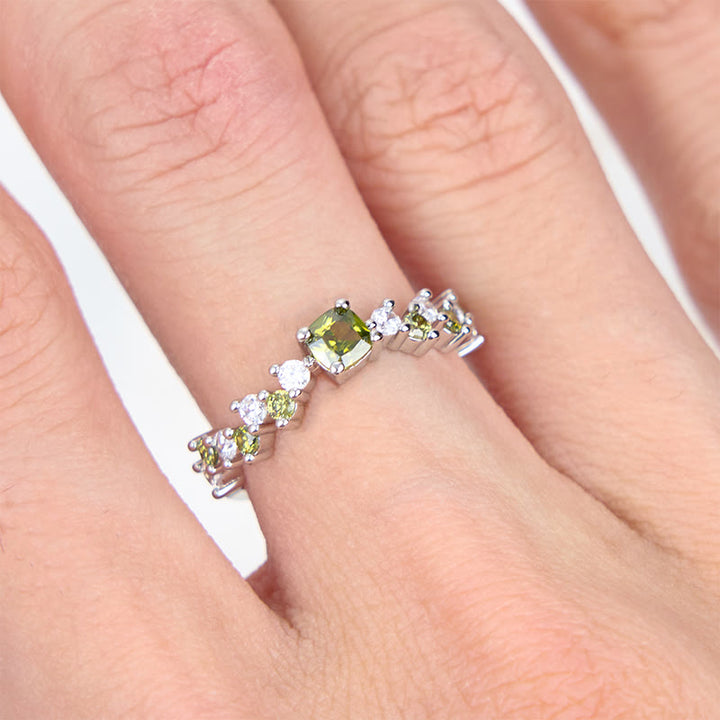 Anello Olivenorma Square Peridot Zircone Bianco