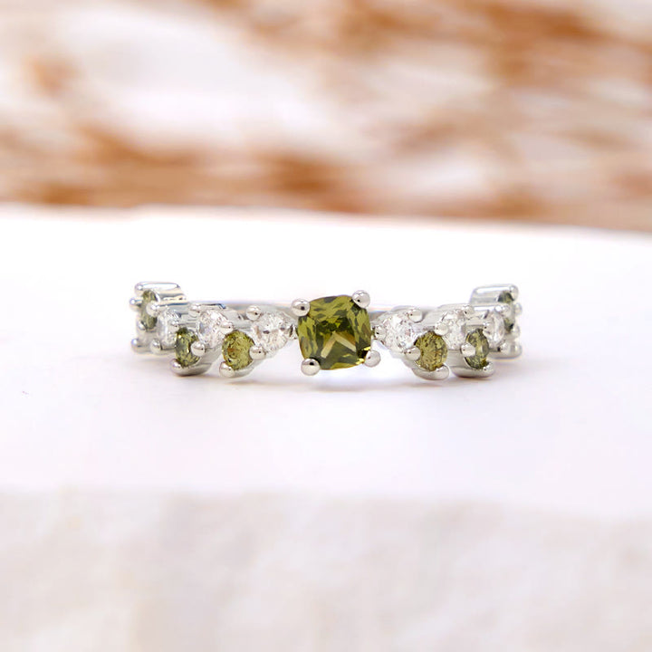 Anello Olivenorma Square Peridot Zircone Bianco
