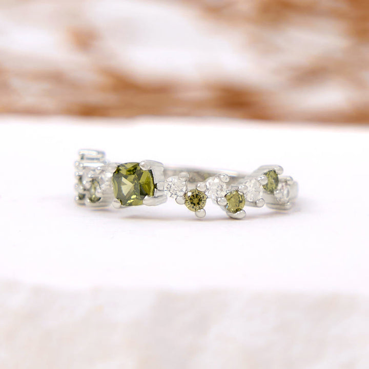 Anello Olivenorma Square Peridot Zircone Bianco