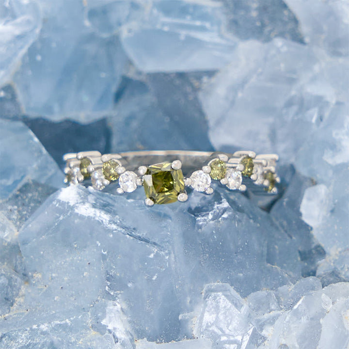 Anello Olivenorma Square Peridot Zircone Bianco