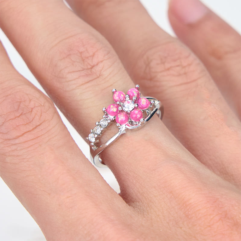 Anello Olivenorma Opal Flower Wave