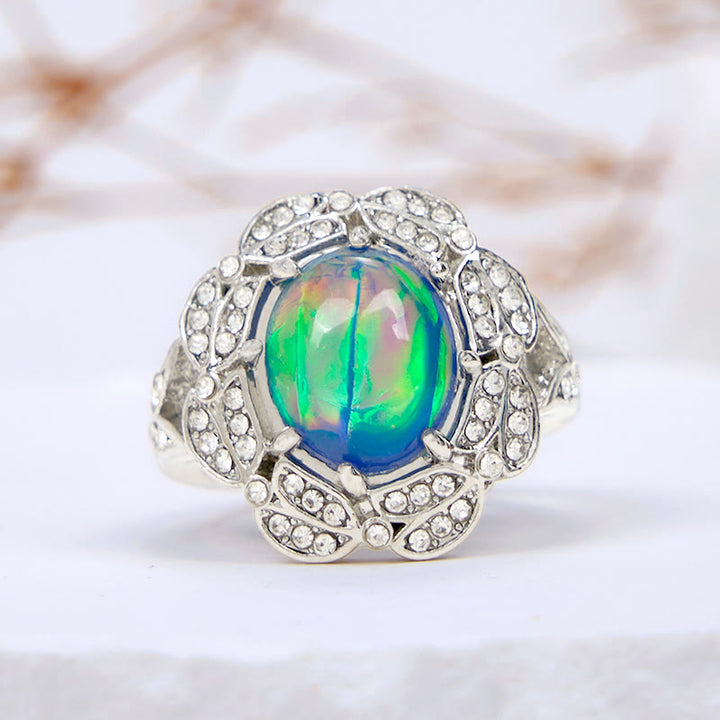 Anello Olivenorma Color Opalite Zircone Bianco Fiore