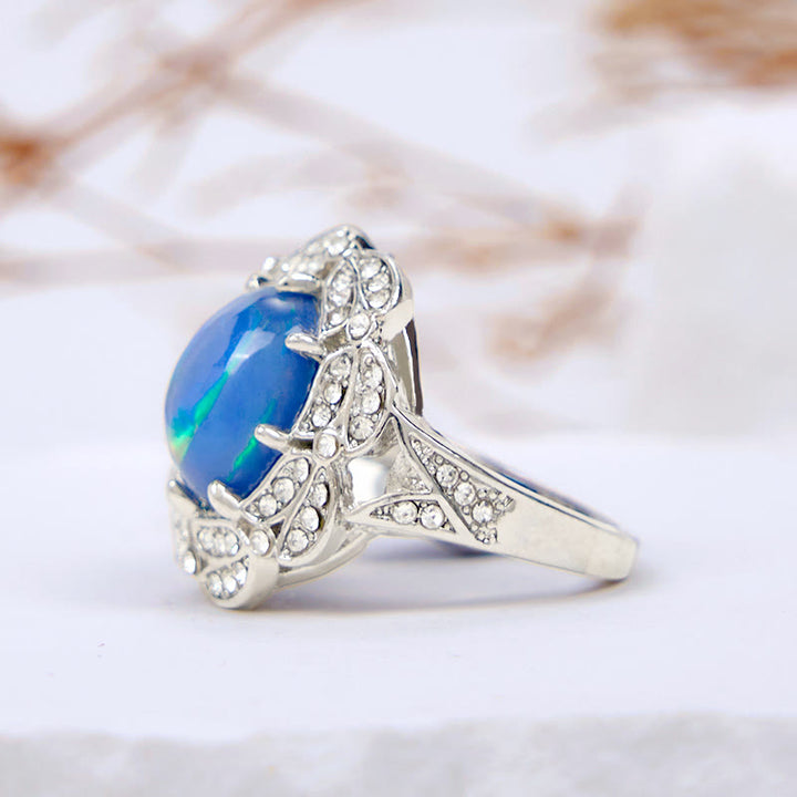 Anello Olivenorma Color Opalite Zircone Bianco Fiore