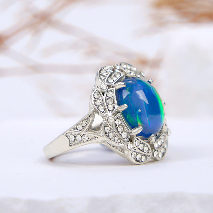 Anello Olivenorma Color Opalite Zircone Bianco Fiore