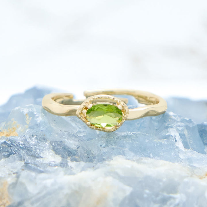 Anello Olivenorma Peridot Irregolare Semplice S925 Placcato Oro 